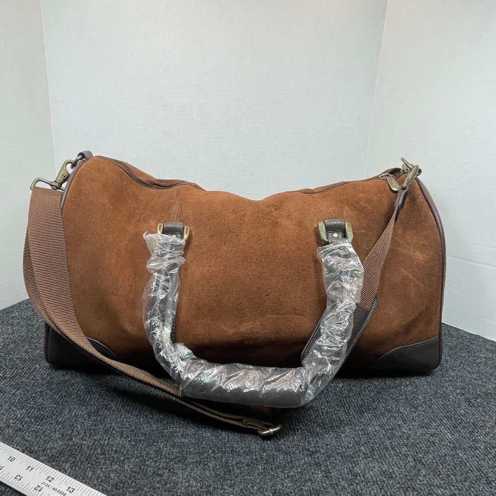 Marlboro Leather Duffel Bag Large Brown Suede Vtg Western Travel Bag 2003 RARE